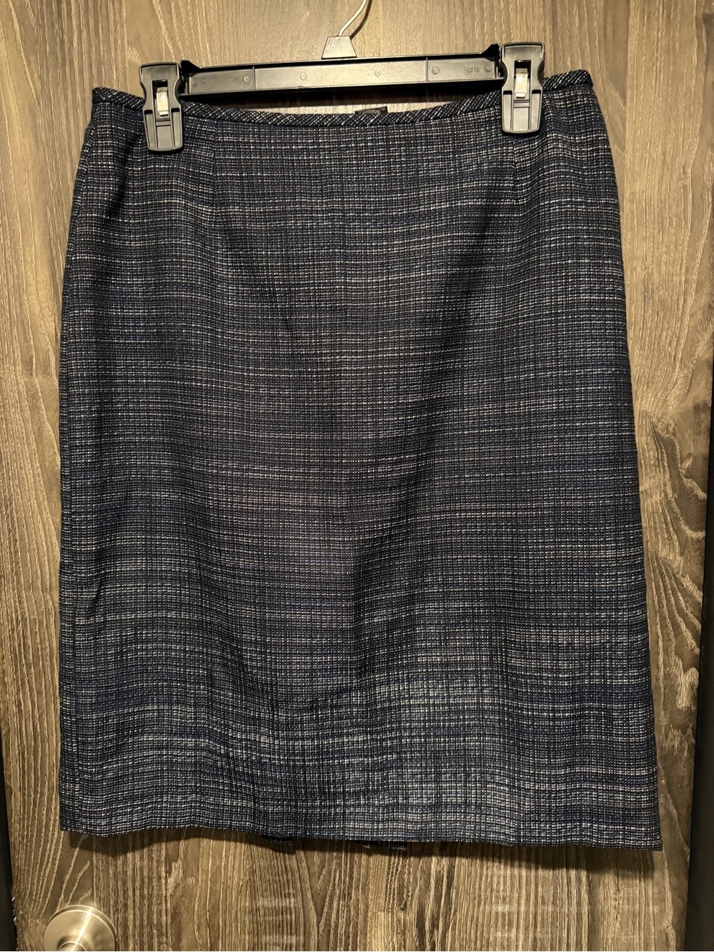 Tahari Arthur Levine Textured Tweed Pencil Skirt Size 6 Navy Black Career Office